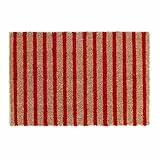 Relaxdays Fußmatte Kokos, Vorleger Natur-rot gestreift, 40x60, Türmatte für innen & außen, rutschfest, wetterfest, Natur