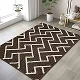 Biscpro Teppich Läufer,80x120cm Teppich läufer Waschbar rutschfest Pflegeleicht Teppichläufer für Wohnzimmer,Flur,Küche,Büro,Schlafzimmer-Braun