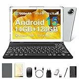 ANTEMPER Tablet, Android 15 Tablet PC mit SIM-Karte Slot 4G LTE Anrufe, 14GB RAM+128GB ROM (1TB TF), Octa-Core, Tablets 10 Zoll Gemini AI, 13MP+8MP, 7000mAh, GPS, Face ID, 2-in-1 Tablet, Silber 2026