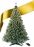 Menz Künstlicher Weihnachtsbaum 180 cm mit LED-Lichterkette, Dichte PVC-Tannenzweige, Stabiler Ständer, Einfacher Aufbau und Platzsparende Lagerung