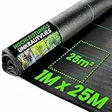 Green Thumbz Unkrautvlies Extra Stark - 1x25 m Unkrautvlies 100g/m2 - Optimales Gartenvlies, Hochbeet Folie, Unkrautfolie, Sandkastenvlies & Bodenschutzvlies zur Unkrautbekämpfung - Wasserdurchlässig