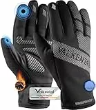 Valkental® Winddichte Fahrradhandschuhe - Gepolstert & Griffig | Winterhandschuhe & Übergangshandschuhe [Herren & Damen] mit Touchscreen Funktion - GloRider