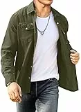 Meilicloth Cord Hemd Herren Hemdjacke Hemden Langarm Button Placke Langarm Regular Fit Casual Grün S