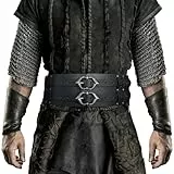 HiiFeuer Wikinger breiter Gürtel, mittelalterlicher Kunstleder Rüstungsgürtel Ritter Korsett Gürtel, LARP Halloween Kostüm (Schwarz B)