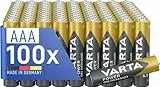 VARTA Batterien AAA, 100 Stück, Power on Demand, Alkaline, 1,5V, Vorratspack in umweltschonender Verpackung, ideal für Computerzubehör, Smart Home Geräte, Made in Germany [Exklusiv bei Amazon]