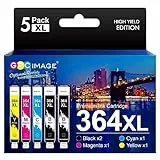 GPC IMAGE 364XL Tintenpatronen Kompatibel für HP 364 Druckerpatronen für HP 364 Schwarz Deskjet 3070A 3520 3524 3522 officejet 4620 4622 4610 Photosmart 5510 6510 5515 5520 5524 7510 7520 (5er-Pack)