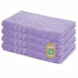 Lavea 4er Set Handtuch 50x100 cm – Saugstarke und Weiche Handtücher aus 100% Baumwolle, Frottierserie Elena – Waschbar und Strapazierfähig - Lavendel