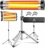 KESSER® Infrarotstrahler Heizstrahler Terrassenstrahler 2500W inkl. Schutzhülle höhenverstellbarem Teleskopstativ Wickeltischstrahler Terrassenheizer Quarzstrahler Infrarot