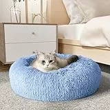 WESTERN HOME WH Beruhigendes Hunde- und Katzenbett, Anti-Angst-Donut-Kuschelbett, wärmendes, gemütliches, weiches rundes Bett für kleine und mittelgroße Hunde und Katzen
