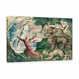 MYCGGDGH Dante rennt vor den drei Bestien davon von William Blake Leinwand Bild Berühmte Gemälde Reproduktion Wanddekoration für Wohnzimmer Schlafzimmer Fertig zum Aufhängen 75x50cm(30x20in) Rahmen