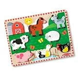 Melissa & Doug - Bauernhof Spieltiere Puzzle - 8-teiliges Holzpuzzle mit dicken Puzzleteilen als eigenständige Spielfiguren, zum Puzzlen und fantasievollem Spielen, für Kinder ab 2 Jahren