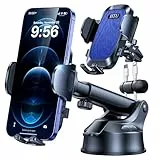 HTU【2025 Militär-Klasse Handyhalterung Auto【Stärkste Saugnapf & Lüftung】 4 in 1 Handy Halterung Auto 360° Drehbar Handyhalter Auto auf Armaturenbrett Scheibe für iPhone 17 Pro Max Samsung S25 Ultra