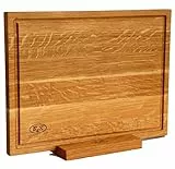 B4K® Schneidebrett aus Eiche 40×30×2,2 cm mit Ständer | Handgefertigt, geölt & antibakteriell | Beidseitig verwendbar | Vielseitig als Küchenbrett, Hackbrett & Servierbrett