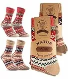 FORVEVO 4 Paar Alpaka socken Damen Herren,Warme Wollsocken,Weiche Wintersocken Stricksocken Weihnachtssocken für Damen（Multicolor01,L）