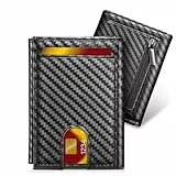 UNOSEKS Portmonee Herren,Mini Geldbörse Herren Bifold, Slim Wallet mit Münzfach,Kreditkartenetui Herren für 4 Karten, Herren-Geldbörsen mit RFID Schutz(Kohlefaser)