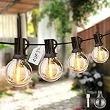 IKERY USB-Garten-Lichterkette, 15 m, warmweiß, 25 + 1 COB-Globus-Leuchtmittel, IP65 wasserdicht, festliche Lichter für den Innen- und Außenbereich, für Pavillon, Weihnachten, Hinterhof, Party,