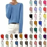 Strickpullover Damen Herbst Winter Merinowolle Pullover Elegant Einfarbig Strickpulli Dünne Feinstrick Winterpullover Warm Wollpullover Basic Rundhals/V-Ausschnitt Pulli Kaschmir Gestrickter Sweater