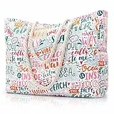 benpen Strandtasche Badetasche Damen Wasserdicht Groß mit Reißverschluss Schwimmbad Tasche, Grosse Familie Einkaufstasche Faltbar Umhängetasche Tragetasche Shopping Bag Reisetasche (Buchstabe)