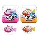 ROBO ALIVE Robo Fish Series 3 Roboter-Schwimmfisch, 2er Pack, rosa und lila, schwimmt in mehrere Richtungen, batteriebetrieben, Spielzeugfisch, Poolspielzeug (2er Pack, rosa und lila)