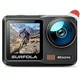 Surfola Action Cam 4K 60FPS, SF630 Unterwasserkamera 40M blankem Metall Wasserdicht Kamera 10M, WiFi, EIS Helmkamera, Dual-Screen-Camcorder mit externes Mikrofon, 2 x1350mAh Batterien und Ladegerät