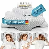 Glückstoff® Orthopädisches Kissen (Zertifiziert für alle Schlaftypen) Kopfkissen Nackenschmerzen aus Memory Foam | Nackenstützkissen Ergonomisches Kopf-Kissen Seitenschläferkissen Weiß