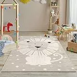 the carpet Jungle Kids Teppich für Kinderzimmer, Kinderteppich, 3D-Effekt, Pflegeleicht, strapazierfähig, Löwe, 160 x 230 cm