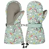 Bibykivn Skihandschuhe Kinder, Fäustlinge wasserdicht und Winddicht Skihandschuhe, Winterhandschuhe für Skifahren Radfahren Snowboarden Outdoor-Aktivitäten (Grün, 2–4 Jahre)