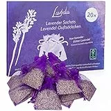 Lavodia Lavendelsäckchen mit Premium Lavendelblüten, zum Mottenschutz gegen Motten im Kleiderschrank oder als Lavendel Duftsäckchen zum Entspannen und Schlafen, 20 Lavendel Säckchen