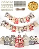DIY Adventskalender zum Selber Befüllen Stoff: Stoffsäckchen Jutesäckchen Adventskalender 2025 Säckchen Wiederverwendbar, 24 Nikolaus Tüten Weihnachtskalender 2025 Selbst Befüllen