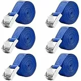 LUZOON Spanngurte 6 Stück-2.5M Spanngurt Zurrgurte mit Ratsche Belastbar bis 250 kg (6 Stück Blau–2.5 m x 25 mm)