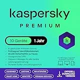 Kaspersky Premium Total Security 2025 | 10 Geräte | 1 Jahr | Anti-Phishing und Firewall | Unbegrenzter VPN | Passwort-Manager | Kindersicherung | 24/7 Unterstützung | PC/Mac/Mobile | Code per Email