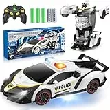 YOTOY Transformator Ferngesteuertes Polizeiauto Rc Transform Auto Roboter Spielzeug Spielzeugauto für 3-8 Jahre Mädchen Junge Spielzeug Geburtstag Kinderspielzeug