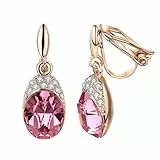 Vogem Ohrklipser Damen Ohne Ohrlöcher Rosa Zirkonia Clip Ohrringe Vintage Hypoallergen Nickelfrei Modeschmuck