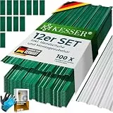 KESSER® 12 Stück Trapezblech Profilblech Set 129x45cm, 7 m² Dachblech verzinkter Stahl 0,25mm, Dachplatten für Gerätehaus, Schuppen & Dach + Schrauben, Unterlegscheiben & Montagehandschuhe, Grün