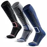 WEIERYA Skisocken,Merinowolle ski socken für Herren Damen Geeignet für Skifahren,Snowboarden,Outdoor Wintersport,Schwarz Grau Blau 3 Paar (37-40)