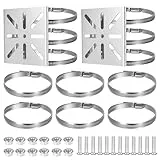 2 Stück Stangenhalterung, Masthalterung für Überwachungskameras, Ring Halterung für Überwachungskamera Halterungen, Vertikale Ring Winkelhalterung, Edelstahl Eckhalterung mit 3 Verstellbaren Ringen