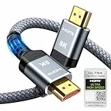 SNOWKIDS HDMI 2.1 Kabel 2meter Zertifiziertes, HDMI Kabel 10K 8K 48Gbps Highspeed 8K@60Hz 4K@120Hz 7680P DTS:X,HDCP 2.3,HDR 10,eARC, Kompatibel mit PS/5/4/3 HDTV Monitor