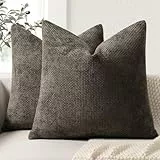 ZWJD Kissenbezug 40x40 2er Set Chenille Kissenbezüge Sofakissen Kissenhüllen Rustikales Grau Dekokissen Weiche Sofakissenbezug für Couch, Bett und Wohnzimmer Heimdekoration Luxus Zierkissenbezüge