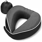 HOMIEE Nackenkissen Flugzeug Auto Reisekissen Nackenhörnchen Memory Foam Reise Neck Pillow Travel Comfy Ergonomisches Nackenstützkissen Orthopädisches Kissen Kopfkissen Erwachsene (Neu Schwarz)