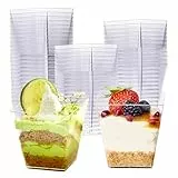 MATANA 48 Hartplastik Dessertschalen für Partys, Buffets (Quadratisch, 225ml) - Dessertgläser, Dessertbecher Eckig für Pudding, Nachtisch, Mousse, Tiramisu - Stabil & Mehrweg