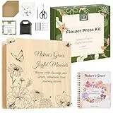 Joy&Grace Großes Blumenpresse Set 27,7 x 27,7 cm für Erwachsene, 10-lagige Pflanzenpresse mit Cover, DIY Blumenpressen Album & Trocken-Toolkit zur Blumenaufbewahrung (Geschenkbox, Naturholz)