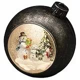 Konstsmide LED Weihnachtskugel Schneemänner, wassergefüllt, 5h Timer, warm weiße Diode, batteriebetrieben, Innen - 4361-000