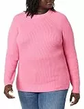 Amazon Aware Damen Gerippter Pullover mit Rundhalsausschnitt (in Übergröße erhältlich), Rosa, S