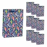 Idena 90543 - Geschenktüten Schulanfang, 10 Stück, Geschenktaschen in der Größe 25 x 34,5 x 8,5 cm, bunte Papiertüten mit Schultüten-Motiv