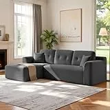 VASAGLE Ecksofa, modulares Sofa 244 cm breit, vakuumverpackt, Schlafsofa, Keine Montage erforderlich, mit großer Chaiselongue Links, für Wohnzimmer, Gästezimmer, Bleigrau LCS183GN01