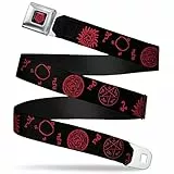 Buckle-Down Gürtel Winchester Pentagram Full Color Seatbelt Belt-Supernatural Symbols Scattered Black/Red X-Large Webbing Grtel, Mehrfarbig, 4 cm Breit-81/132 cm Länge