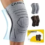 CAMBIVO Kniebandage Männer Damen 2 Stück, Komprimierte Bandage Knie, Knee Support mit Seitenstabilisatoren zur Linderung von Knieschmerzen, Arthrose Knie, Meniskus und Kraftsport