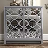 Galano Iris Sideboard mit 2 Türen – Aufbewahrungsschrank für Wohnzimmer & Küche – platzsparender Beistellschrank mit Arylic-Spiegeltüren, moderner Sideboard-Organizer – Grau