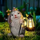 GIGALUMI Solar Garten Statuen Kaninchen Figur Lichter für draußen, Hof, Garten Dekor Einzigartige Geschenke für Mama, Geburtstagsgeschenke für Frauen, Dekoration für Patio