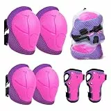 Knieschoner Kinder, 6 in 1 Schoner Inliner Jungen und Mädchen Ellenbogenschützer Set mit Handgelenkschutz für 3-8 Jahre alte Kleinkinder beim Skaten Radfahren und Skateboards (Rosa Violett)